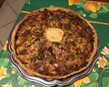 Une image de l'étape 11 de Tarte aux poireaux, saucisses à l'ancienne et emmental (pâte brisée épeautre origan).