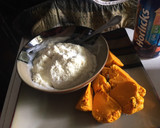 A picture of step 14 of Okpa with pap.
