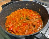 A picture of step 10 of Eggplant Curry with Mushrooms, Tomatoes, and Coconut Milk.