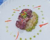 A picture of step 4 of GRILLED FLANK STEAK with green chilli sauce & nutty cheese sauce.
