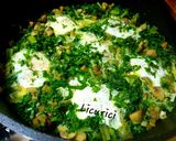 Pas rețetă Shakshuka verde (cu ciuperci și mangold) 3 fotografie