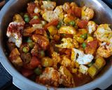A picture of step 3 of Cauliflower and raw banana sabzi.