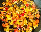 A picture of step 4 of Warm aubergine salad with giantwholewheat couscous and smoked cheese.