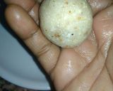 A picture of step 4 of Coconut laddu with dry fruits.