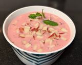 A picture of step 5 of Rooh Afza custard with chia seeds.