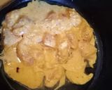 A picture of step 5 of Koila chicken with white pasta.
