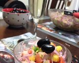 Foto del paso 16 de la receta: Ceviche de salmón con mango y menta / Ceviche de salmón con champiñones, palta y albahaca
