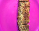A picture of step 4 of Heart shaped Korean rolled omlette canapé.