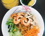Hình bước làm 4 của món Mì trộn tôm gà