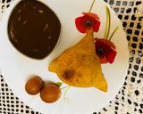 A picture of step 7 of Samosa with instant amchur chutney.