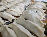 A picture of step 8 of My Crispy Skillet Potstickers with Ice Lattice.