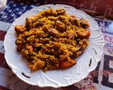 A picture of step 5 of Brown rice with mushrooms and mussels.