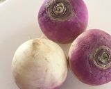 A picture of step 1 of Grilled Baby Turnips with Garlic Oil.