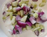 A picture of step 3 of Cucumber Onion Raita.