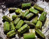 A picture of step 2 of Bhindi kadi and chawal.