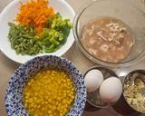 A picture of step 1 of Sweet Corn Chicken and Egg Drop Soup.