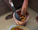 A picture of step 2 of Palm nut soup/ ofe akwu.