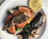 A picture of step 4 of Rooibos smoked snoek with a BBQ apricot glaze.