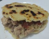 Foto del paso 12 de la receta: Arepa🥯rellena de pollo🍗 hawaiano🍍y queso🫓🧅🧀