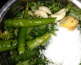 A picture of step 1 of Teekhi chatpati chutney hare dhaniye ki.