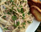 Foto del paso 7 de la receta: Pasta ExtraCremosa Pollo/ Champiñones/Tocino y Pan de Ajo
