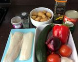 A picture of step 1 of Roasted cod with Mediterranean vegetables & roasted new potatoes.