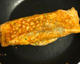 A picture of step 5 of Tamagoyaki (Japanese Rolled Omelette).
