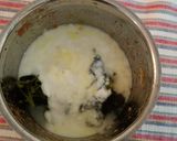 A picture of step 2 of Bhathua saag raita.