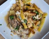 Une image de l'étape 5 de Kbab algérois / veau aux frites à la sauce blanche.