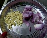 A picture of step 1 of Rajma Masala and Jeera Rice.