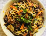 Hình bước làm 3 của món Bún gạo lứt xào rau củ chay