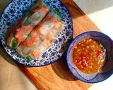 A picture of step 2 of Shrimp and Pork Spring Rolls with Fermented Anchovy Dipping Sauce.