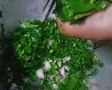 A picture of step 2 of Helencha Saag Bhaji (Stir Fried Buffalo Spinach).