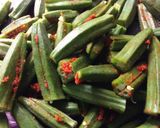 A picture of step 1 of Stuffed Bhendi - the south Indian Way.
