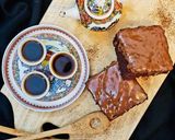 A picture of step 10 of Micro Chocolate Brownie with black Coffee.