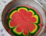 A picture of step 6 of Holi special Vanilla colourful cake.