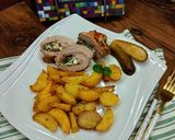 Spenótos krémsajttal és prosciuttoval töltött szűzérmék recept fázis 8 fotója