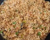 A picture of step 2 of Schezwan rice.