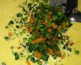A picture of step 1 of Methi leaves pakoda kadhi.