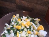 Pizza de pescado con ensalada de papas ❣️