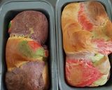 Foto langkah ke 7 dari resep Edible rainbow dough that turns out to be rainbow loaf of bread ^^.