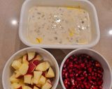 A picture of step 3 of Sabudana Kheer with Pomegranate, Apple and Nuts.