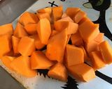 Une image de l'étape 1 de Duo de purées potiron et pommes de terre spiruline et emmental.