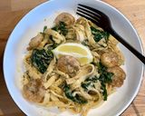Une image de l'étape 4 de Tagliatelles crevettes 🦐 & épinards.