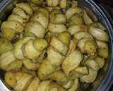 A picture of step 5 of Yam curl rolls.