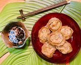 Hình bước làm 9 của món 🌱 Bánh Xếp Mandu Chay Nhân Nấm Đậu Hủ Chiên Nước