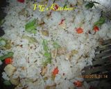 A picture of step 3 of ARROZ CHAUFA De POLLO -- Peruvian Chicken Fried Rice.