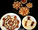 A picture of step 5 of Halloween Spiders And Chocolate Vanilla Eggless Spiderweb Pancake.