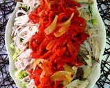 Foto del paso 19 de la receta Ensalada piramidal de melva fresca con cebollas y piquillos