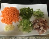 A picture of step 2 of Fried Rice with Leftover vegetables.